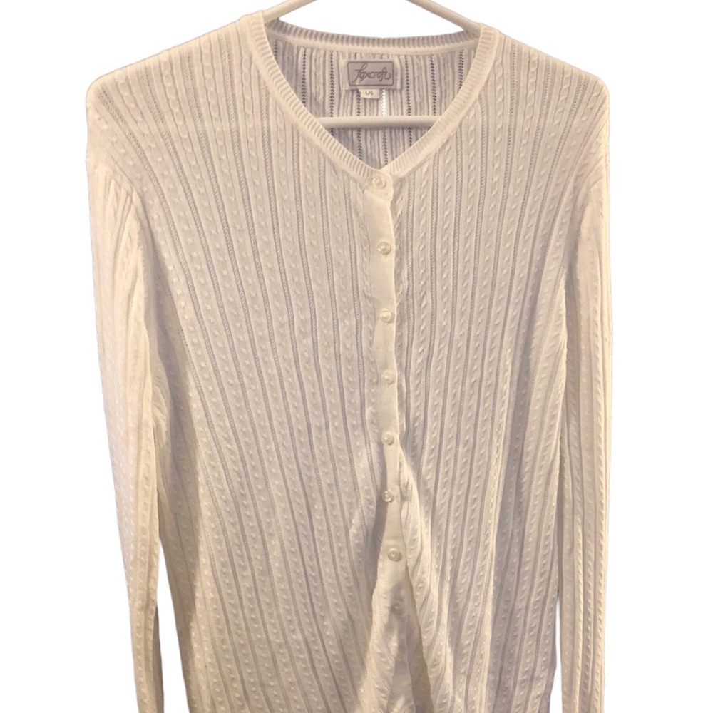 Foxcroft Ladies Large long sleeve white sweater